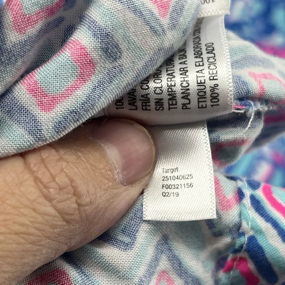 Lilly Pulitzer For Target Girl's Maxi Dress My Fans Blue Pink Size Large Coastal